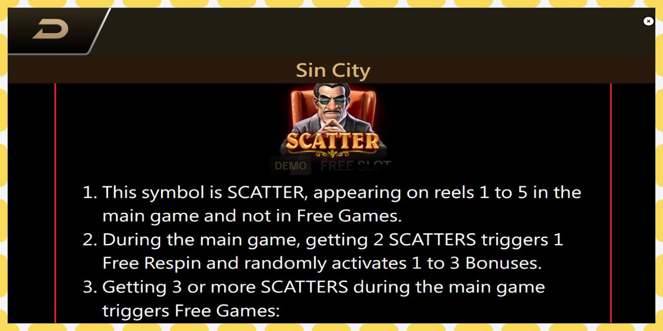 Demo slot Sin City free and without registration, picture - 1