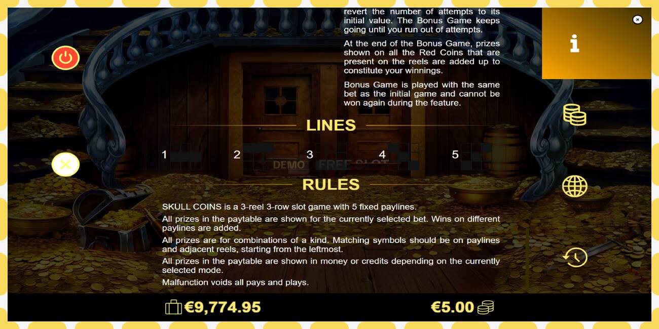 Demo slot Skull Coins free and without registration, picture - 1