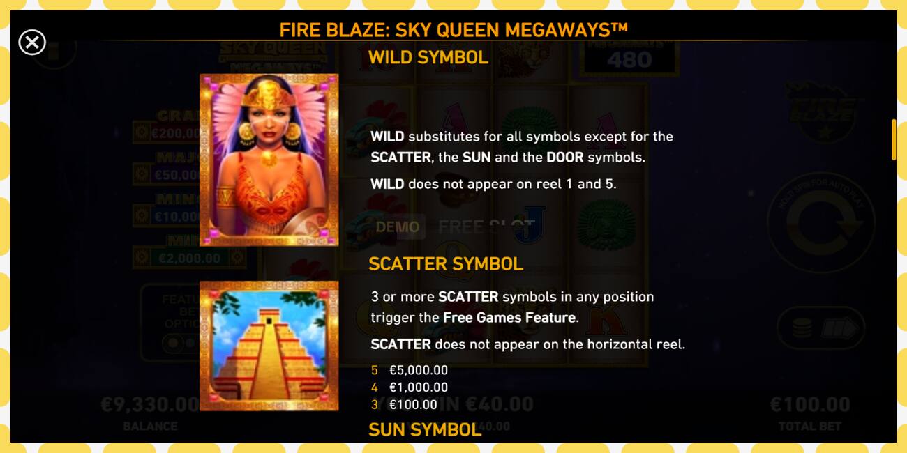 Slot de demostración Sky Queen Megaways gratuíto e sen rexistro, imaxe - 1