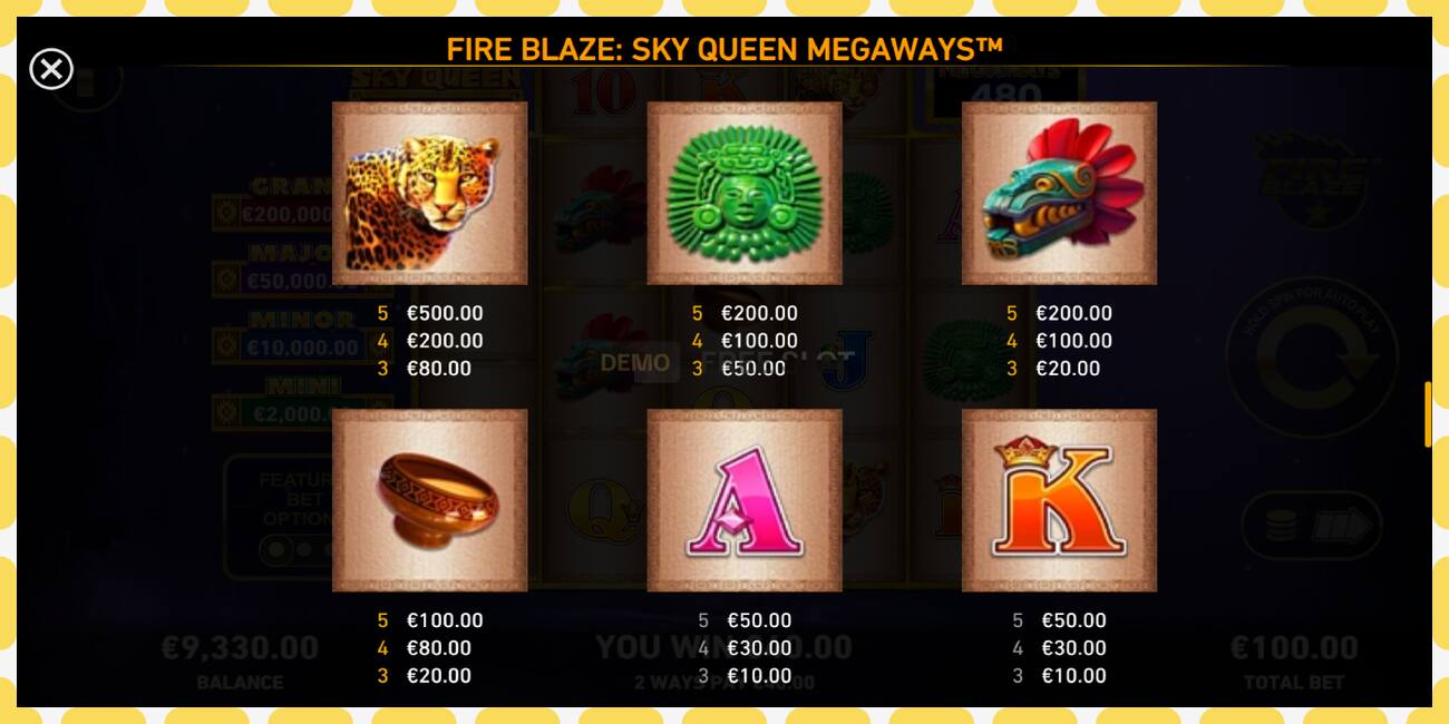 Ranura de demostració Sky Queen Megaways gratuït i sense registre, imatge - 1