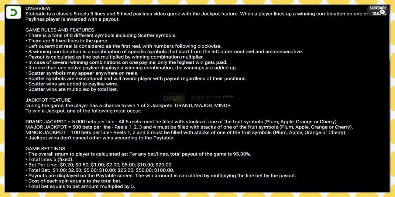 Demo slot Slotcade free and without registration, picture - 1
