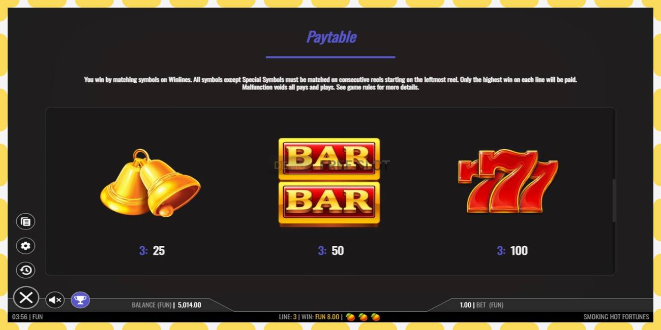 Demo slot Smoking Hot Fortunes free and without registration, picture - 1