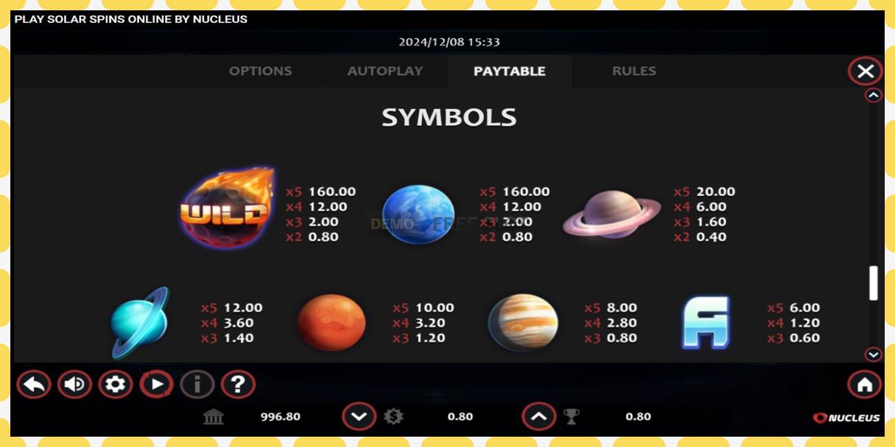 Demo slot Solar Spins free and without registration, picture - 1