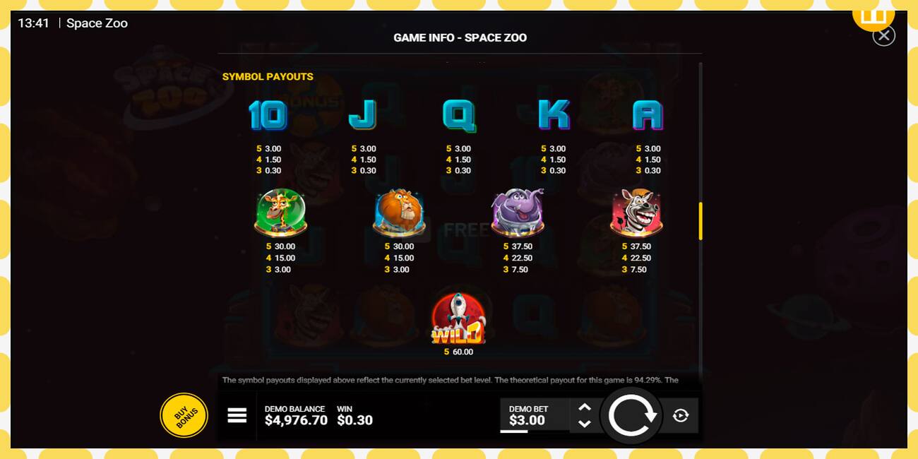 Demo slot Space Zoo free and without registration, picture - 1