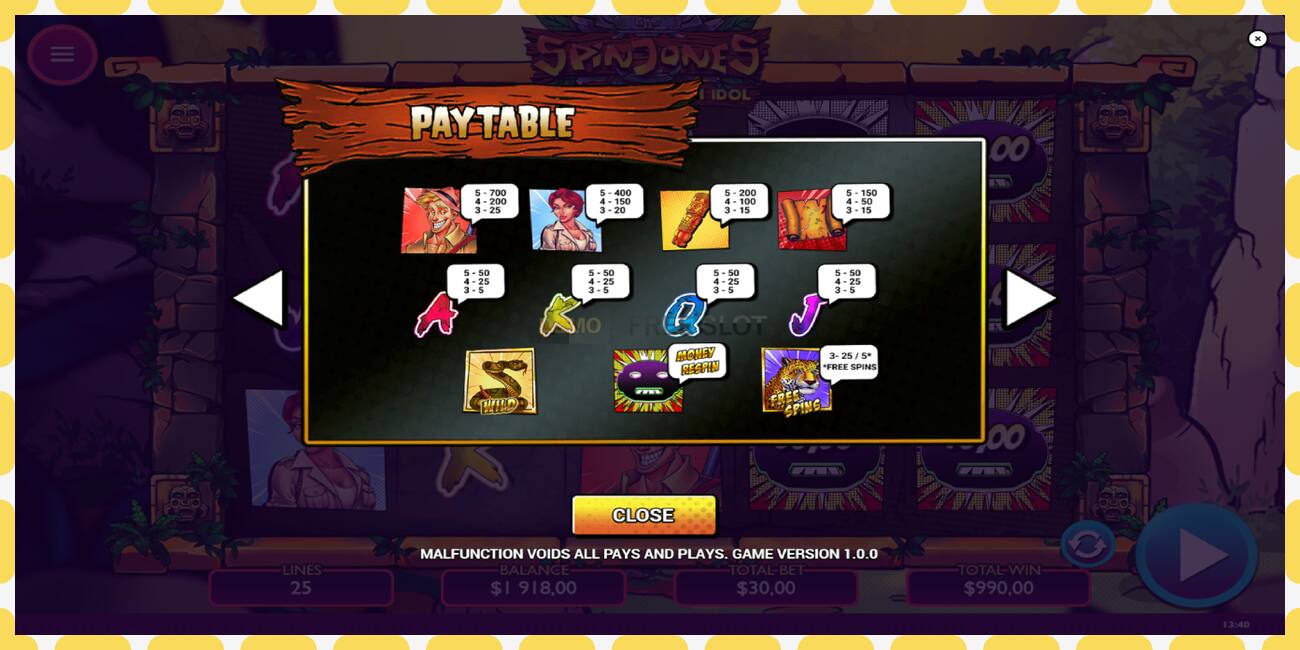 Demo slot Spin Jones and the Golden Idol free and without registration, picture - 1