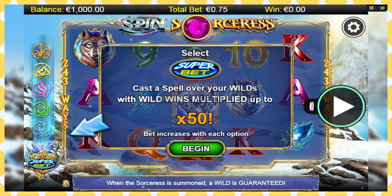 រន្ធដោតសាកល្បង Spin Sorceress ឥតគិតថ្លៃនិងដោយគ្មានការចុះឈ្មោះ, រូបភាព - ១