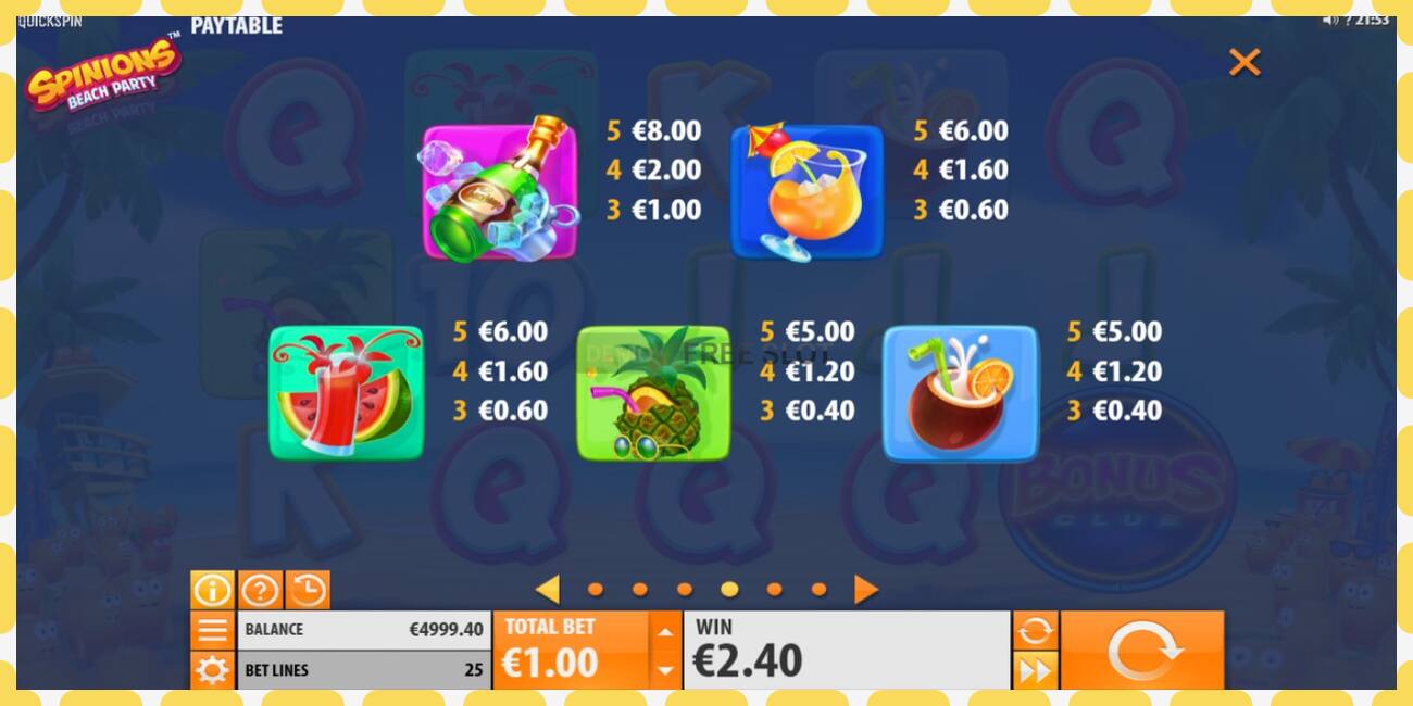 Demo-spor Spinions Beach Party gratis og uten registrering, bilde - 1