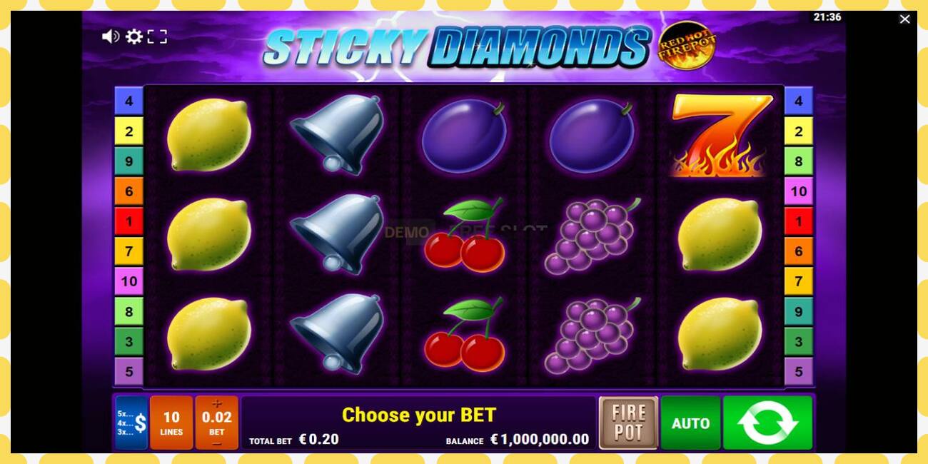 Demo slot Sticky Diamonds Red Hot Firepot free and without registration, picture - 1