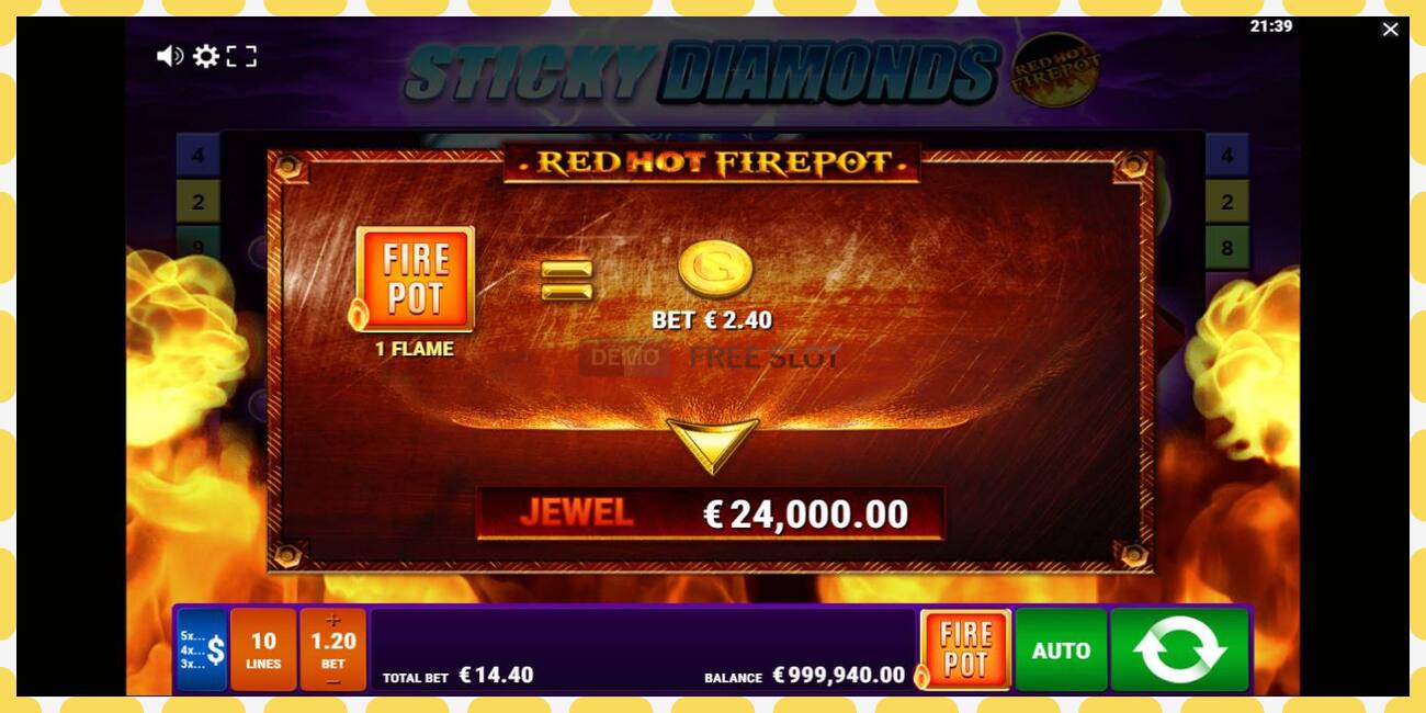 Demo slot Sticky Diamonds Red Hot Firepot free and without registration, picture - 1