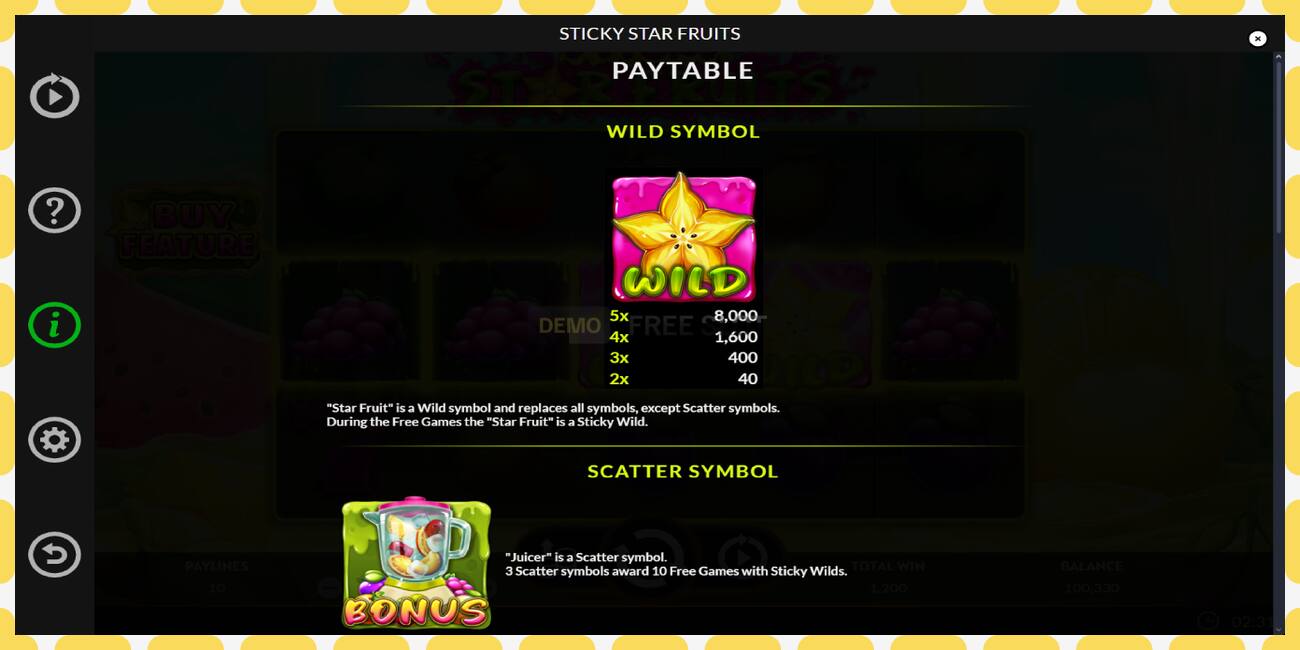 Demo slot Sticky Star Fruits free and without registration, picture - 1