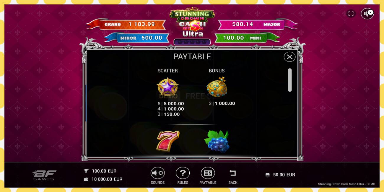 Demo slot Stunning Crown Cash Mesh Ultra free and without registration, picture - 1