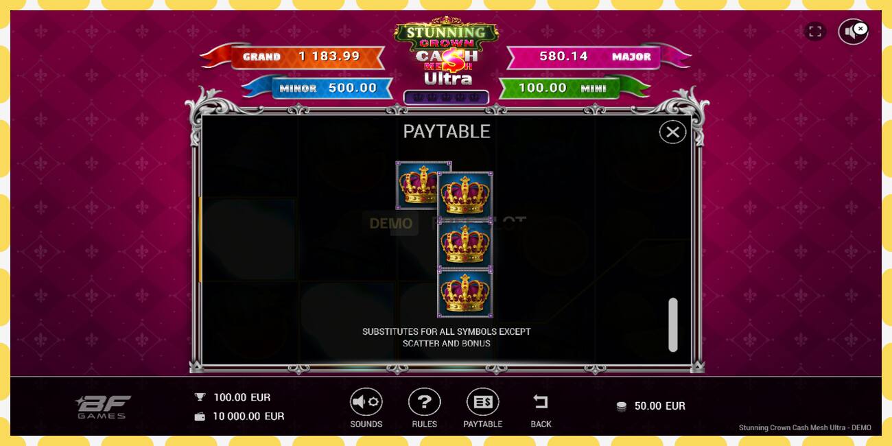 Demo slot Stunning Crown Cash Mesh Ultra free and without registration, picture - 1