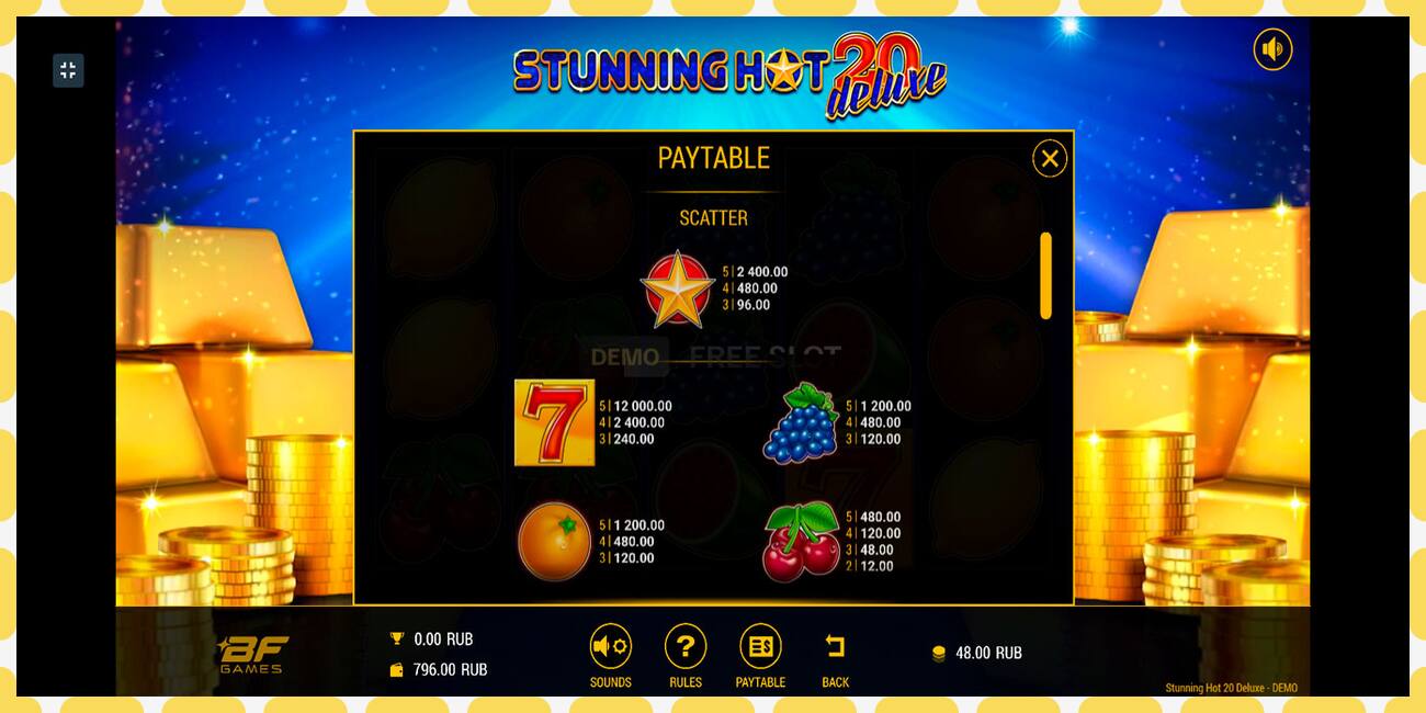 Demo slot Stunning Hot 20 Deluxe free and without registration, picture - 1