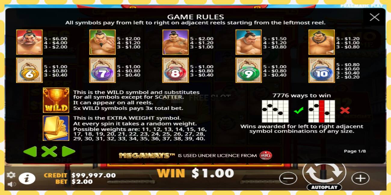 Demo slot Sumo Supreme Megaways free and without registration, picture - 1