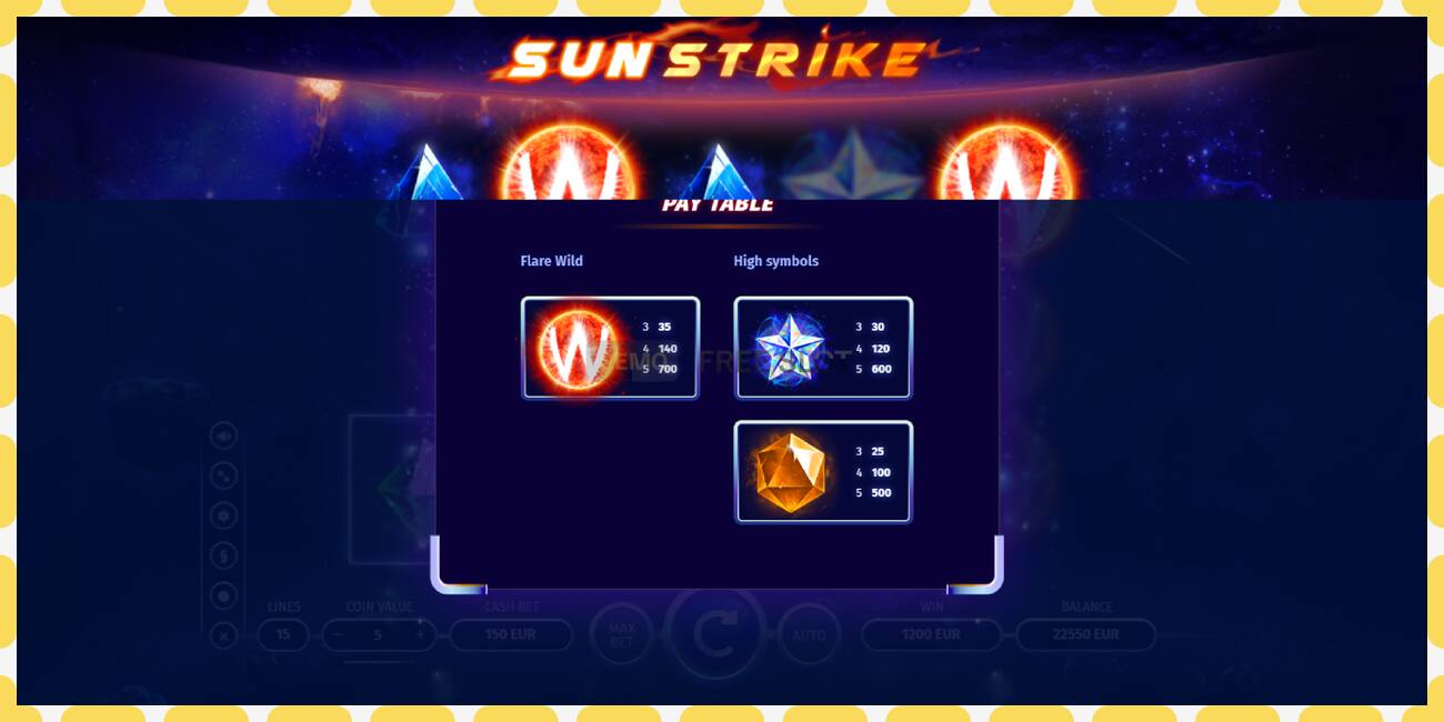 Slot demo Sun Strike gratis dan tanpa registrasi, gambar - 1