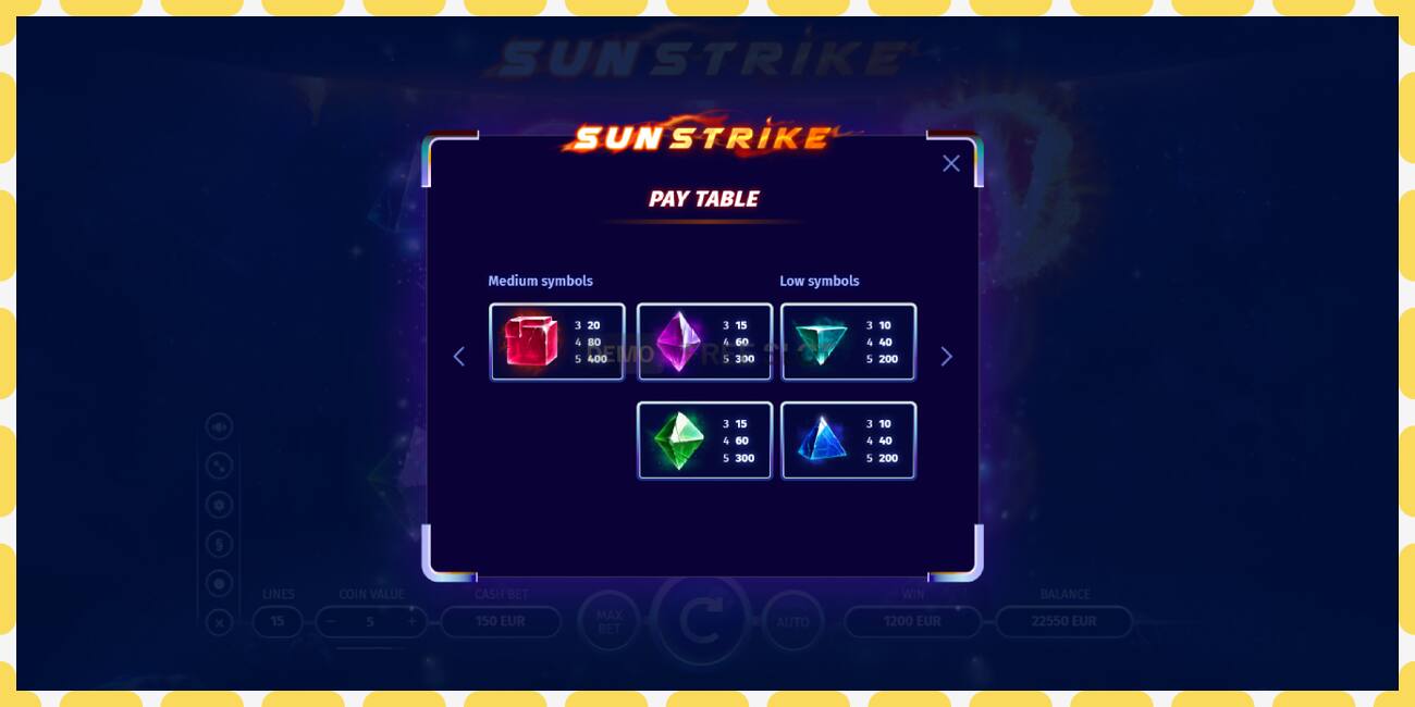 Demo slot Sun Strike free and without registration, picture - 1