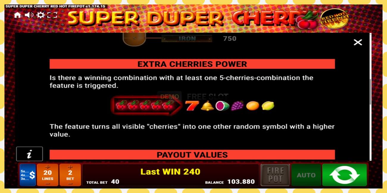 Demo slot Super Duper Cherry Red Hot Firepot free and without registration, picture - 1