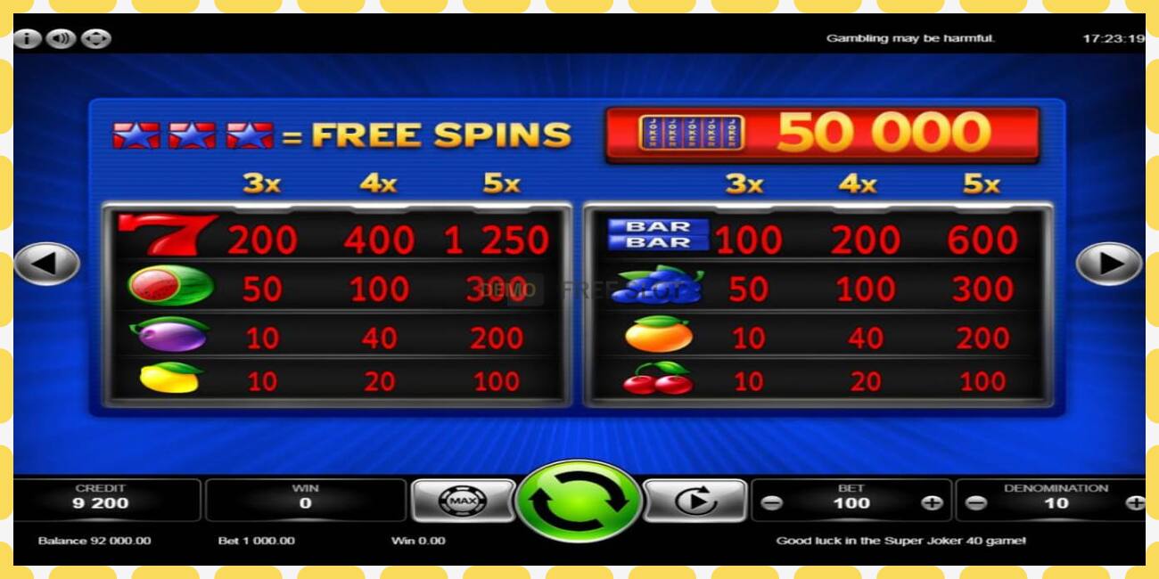 Demo slot Super Joker 40 free and without registration, picture - 1