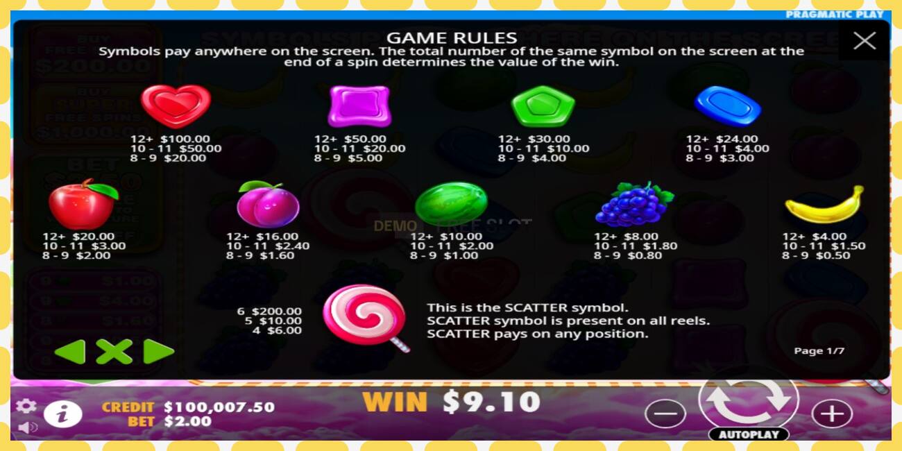 Demo slot Sweet Bonanza 1000 free and without registration, picture - 1