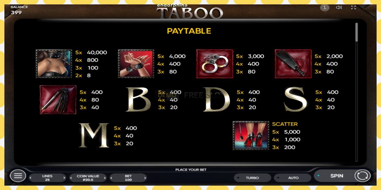 Demo slot Taboo free and without registration, picture - 1