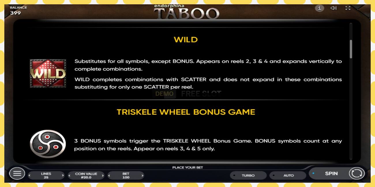 Demo slot Taboo free and without registration, picture - 1