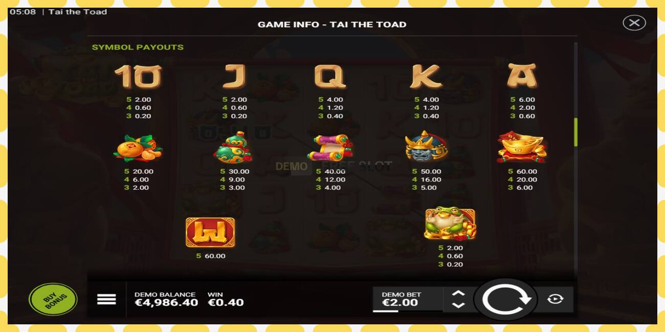 Demo slots Tai the Toad bezmaksas un bez reģistrācijas, attēlu - 1