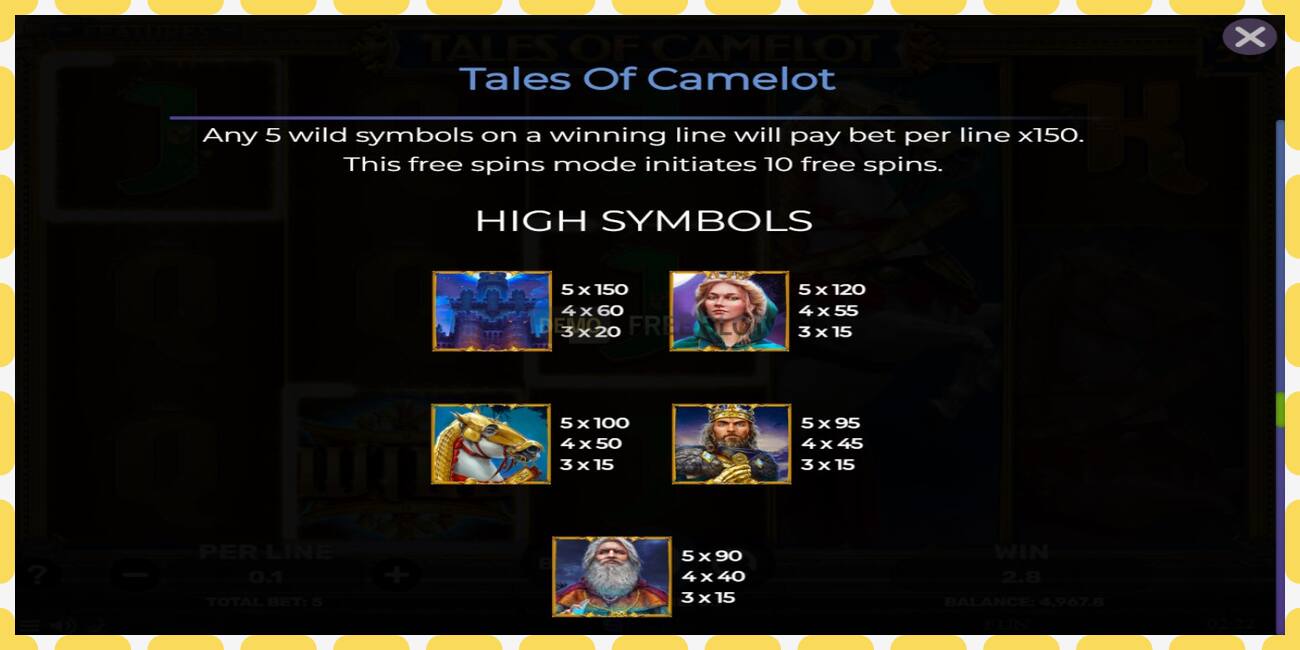 Demo slot Tales of Camelot ingyenes és regisztráció nélkül, kép - 1