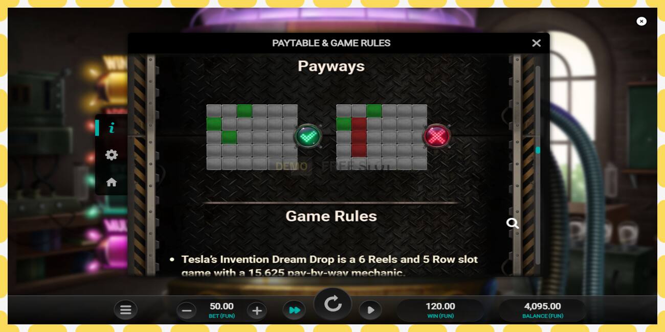 Ranura de demostración Tesla’s Invention Dream Drop gratis y sin registro, imagen - 1