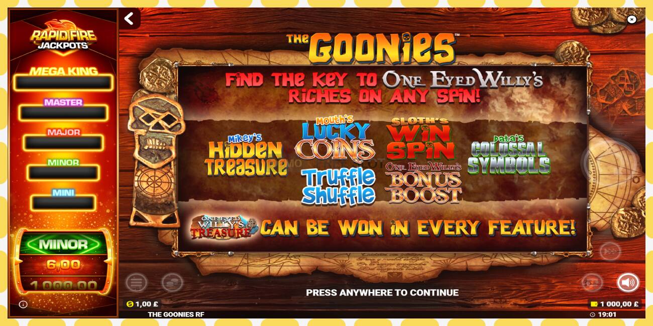 Demo slot The Goonies Deluxe Rapid Fire Jackpots free and without registration, picture - 1