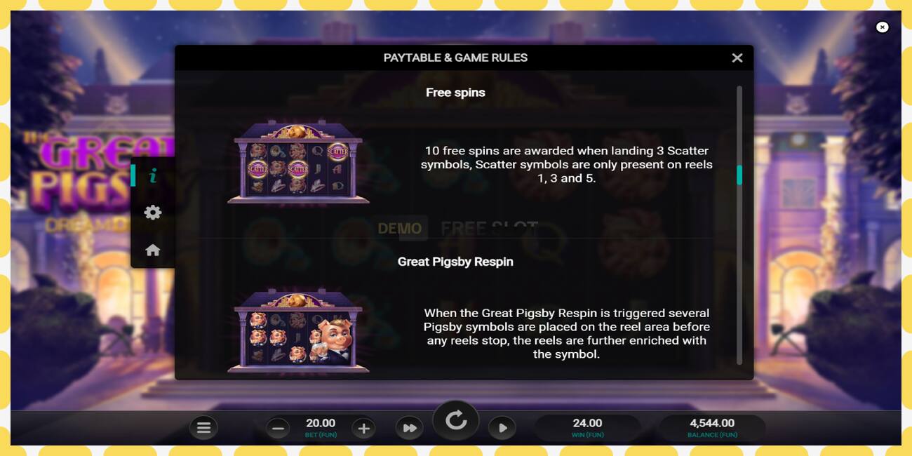 Slot dimostrativo The Great Pigsby Dream Drop gratuito e senza registrazione, immagine - 1