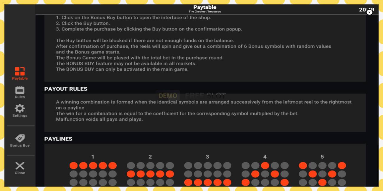 Demo slot The Greatest Treasures free and without registration, picture - 1