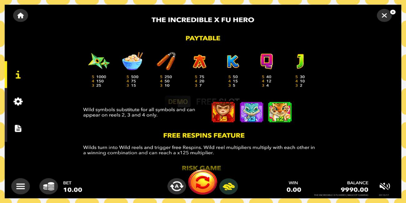 Demo slot The Incredible X Fu Hero නොමිලේ සහ ලියාපදිංචියකින් තොරව, පින්තූරය - 1