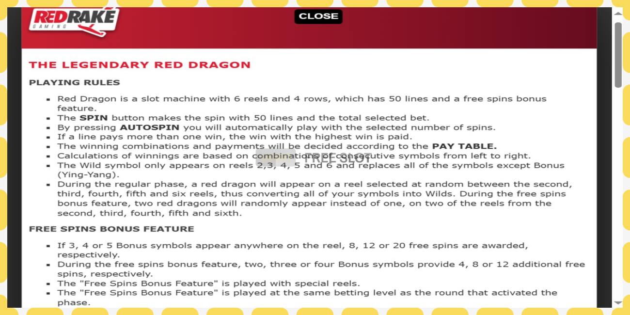 Demo slot The Legendary Red Dragon free and without registration, picture - 1