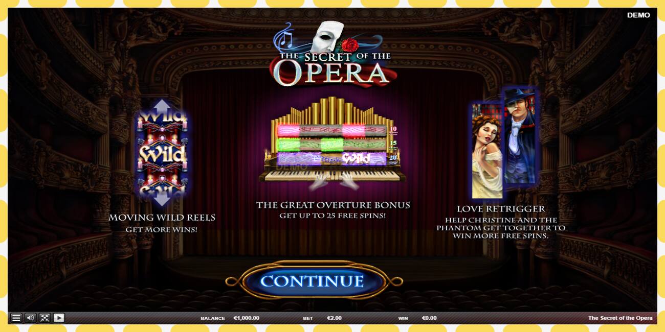 Demo slot The Secret of the Opera free and without registration, picture - 1