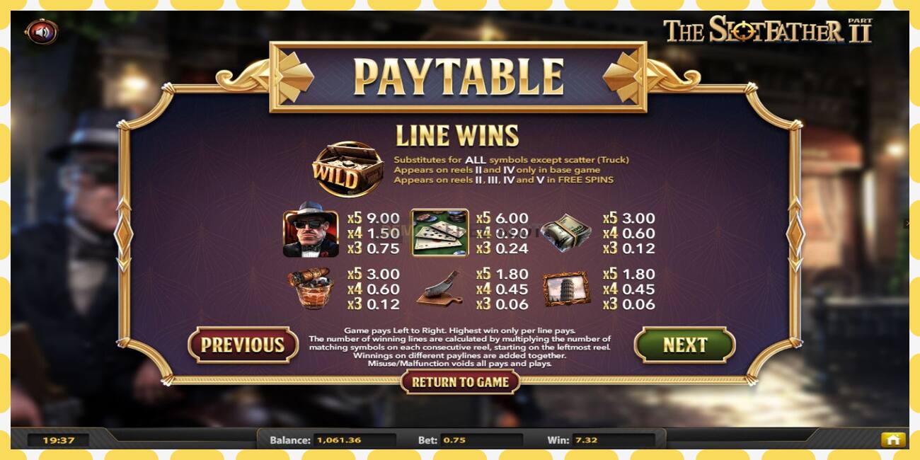 Demo slot The Slotfather 2 free and without registration, picture - 1