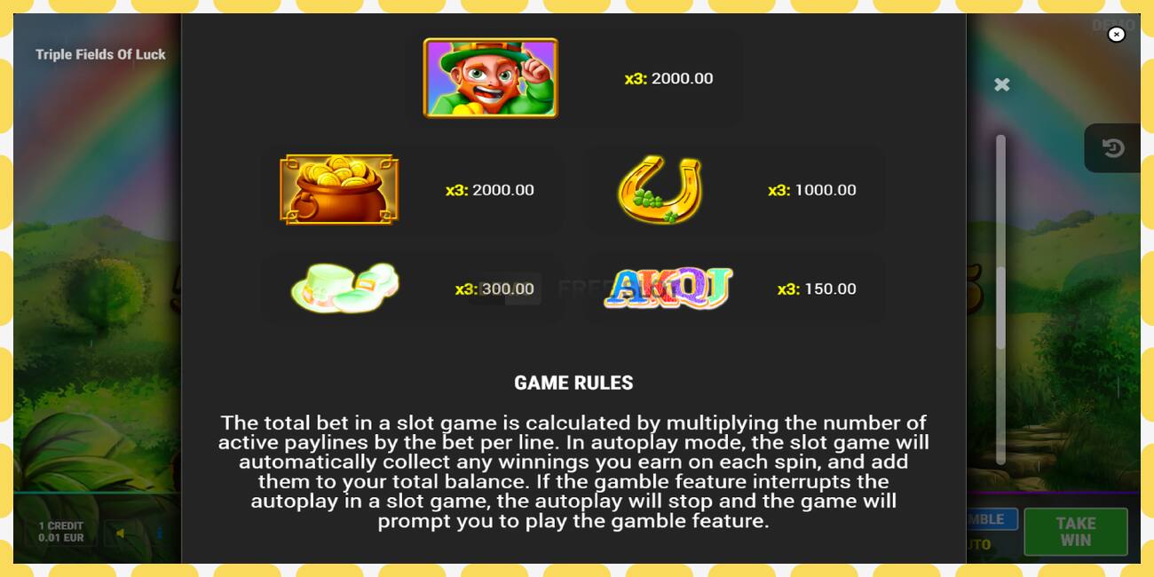 Demo slot Triple Fields of Luck ingyenes és regisztráció nélkül, kép - 1