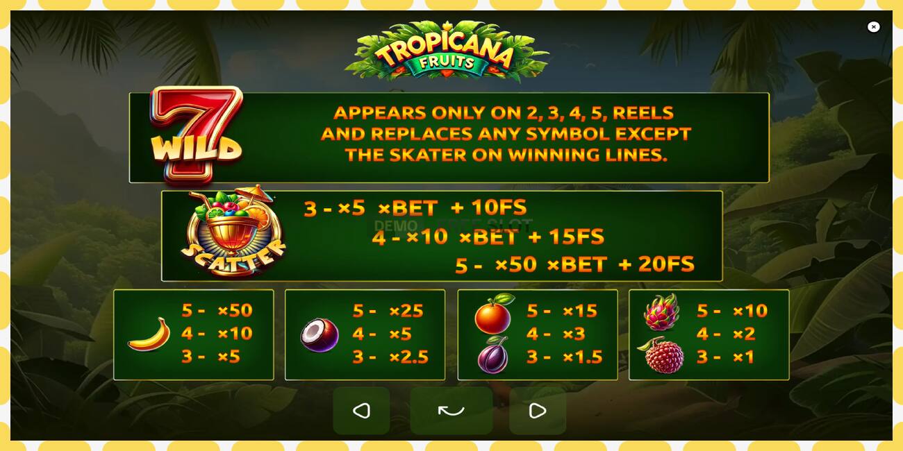 Demo slot Tropicana Fruits නොමිලේ සහ ලියාපදිංචියකින් තොරව, පින්තූරය - 1