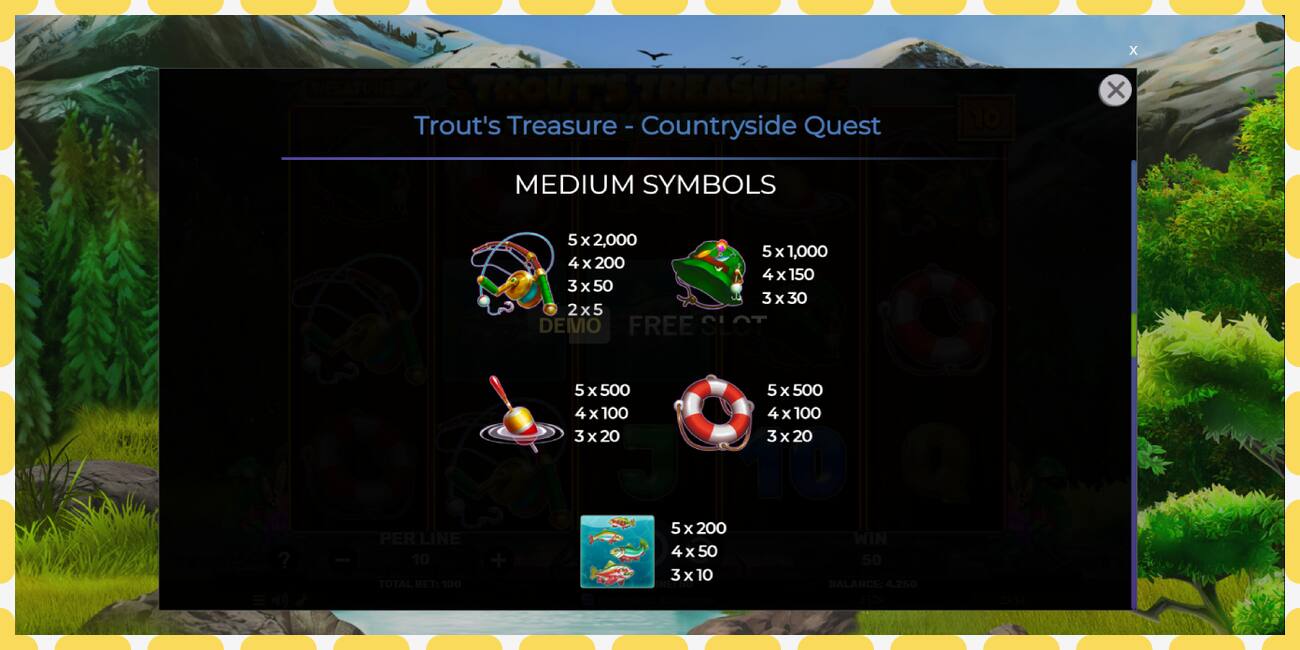 Demo lizdas Trouts Treasure Countryside Quest nemokamai ir be registracijos, paveikslėlį - 1