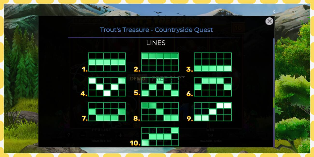 Demo lizdas Trouts Treasure Countryside Quest nemokamai ir be registracijos, paveikslėlį - 1