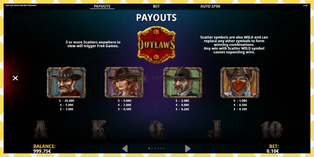 Demo slot Van der Wilde and The Outlaws free and without registration, picture - 1