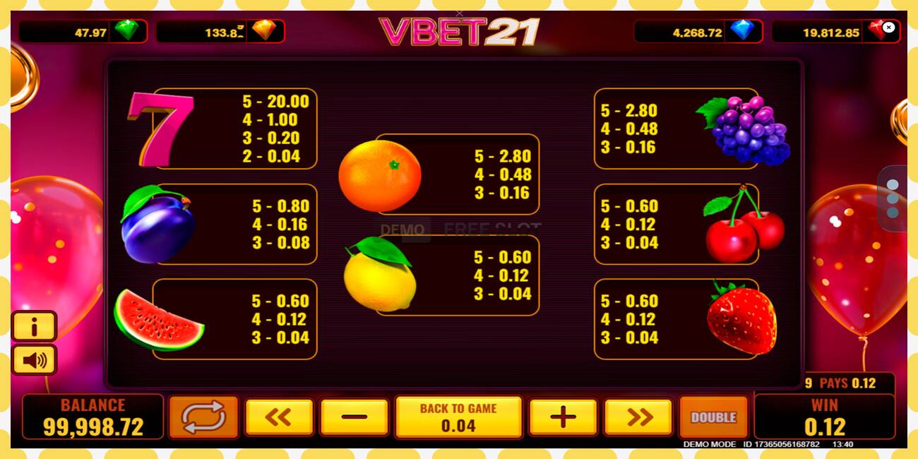 ဒီမိုအထိုင် Vbet 21 အခမဲ့နှင့်မှတ်ပုံတင်ခြင်းမရှိဘဲ, ပုံ - ၁