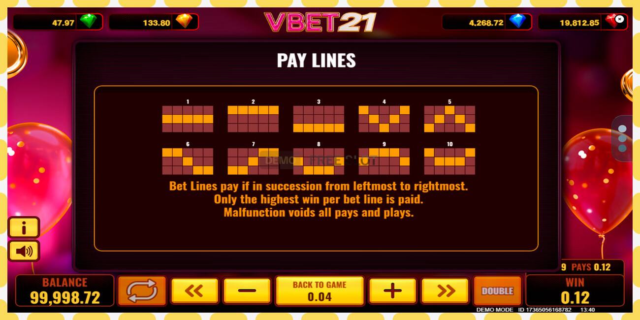 ဒီမိုအထိုင် Vbet 21 အခမဲ့နှင့်မှတ်ပုံတင်ခြင်းမရှိဘဲ, ပုံ - ၁