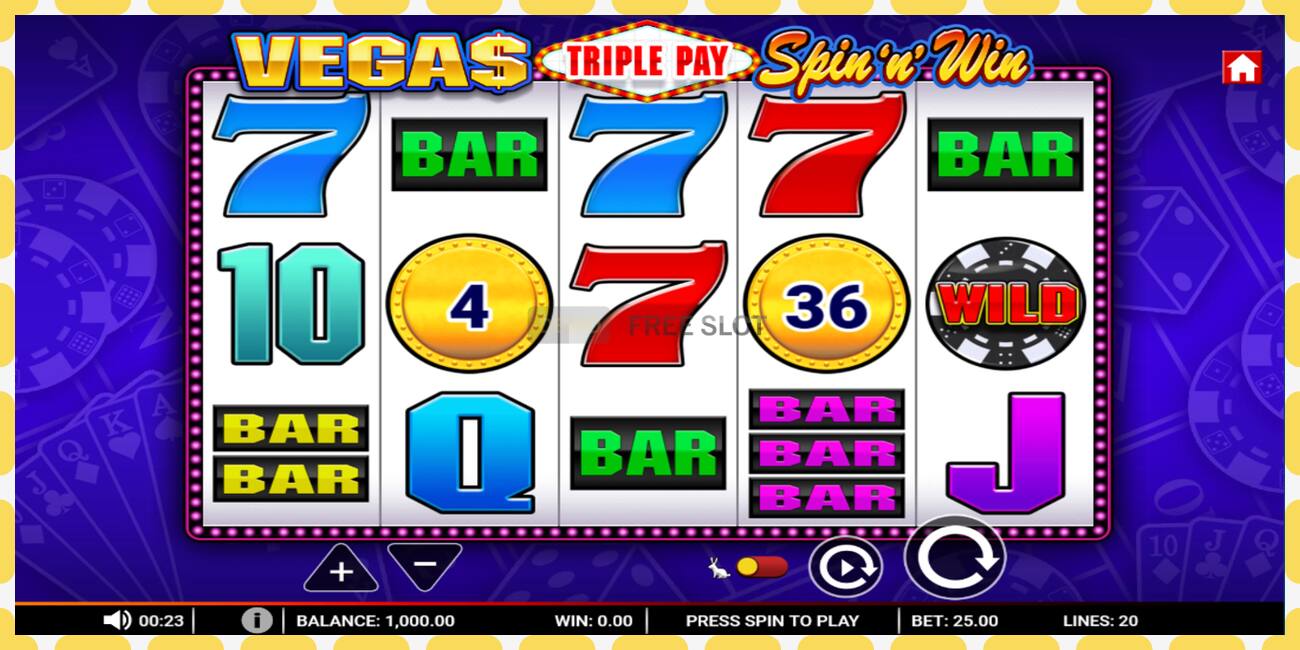 Demo slot Vegas Triple Pay Spin n Win free and without registration, picture - 1