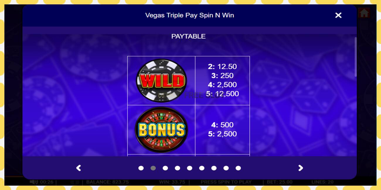 Demo slot Vegas Triple Pay Spin n Win free and without registration, picture - 1