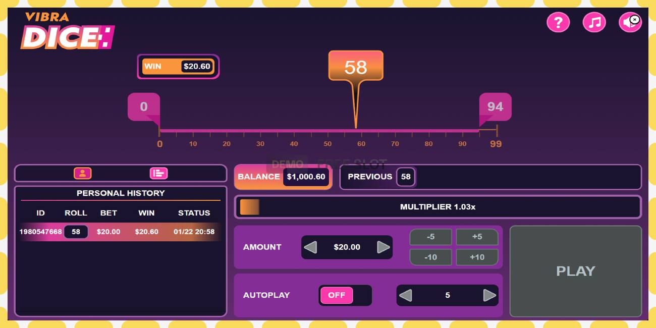 डेमो स्लट Vibra Dice नि: शुल्क र दर्ता बिना, चित्र - १