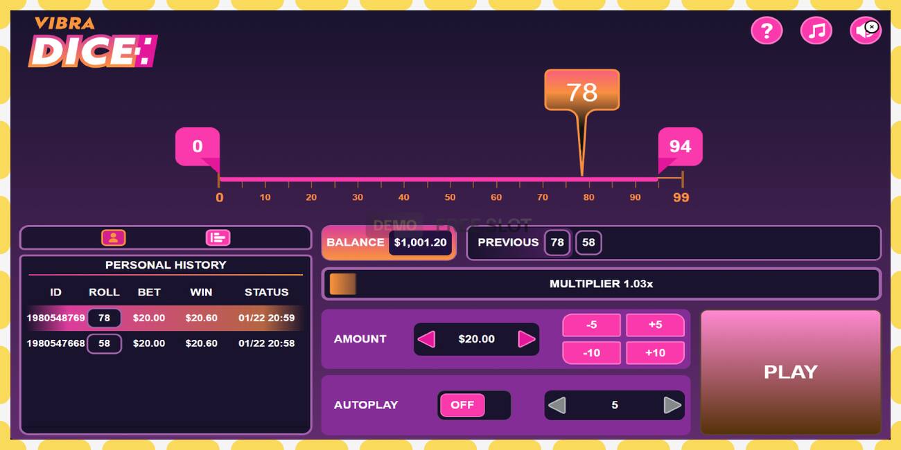 डेमो स्लट Vibra Dice नि: शुल्क र दर्ता बिना, चित्र - १