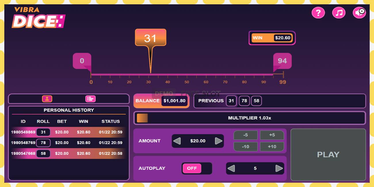 डेमो स्लट Vibra Dice नि: शुल्क र दर्ता बिना, चित्र - १