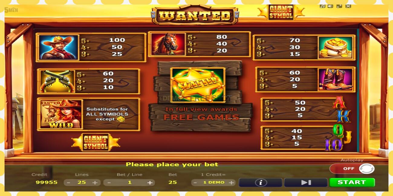 Demo slot Wanted free and without registration, picture - 1