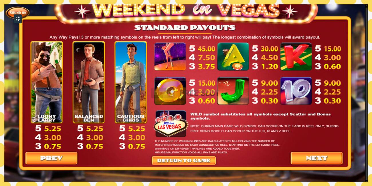 Demo slot Weekend In Vegas free and without registration, picture - 1