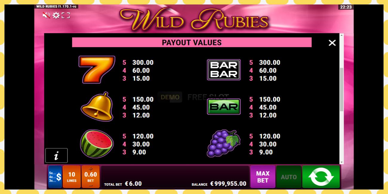 Demo slot Wild Rubies free and without registration, picture - 1